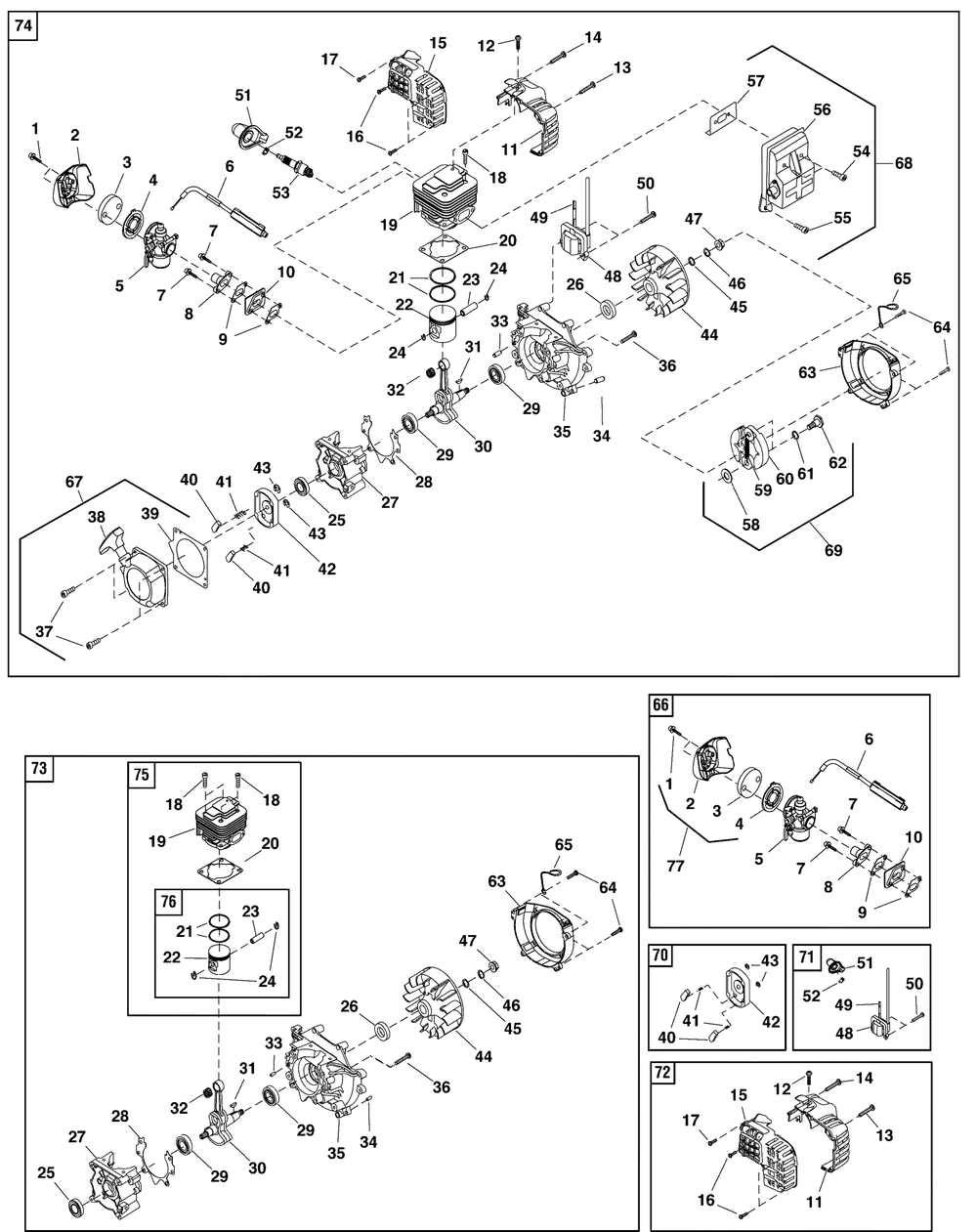 Engine Group - Bp43 Diagram and Parts List for 1697285-A-BP43  Briggs and Stratton Brush Cutter